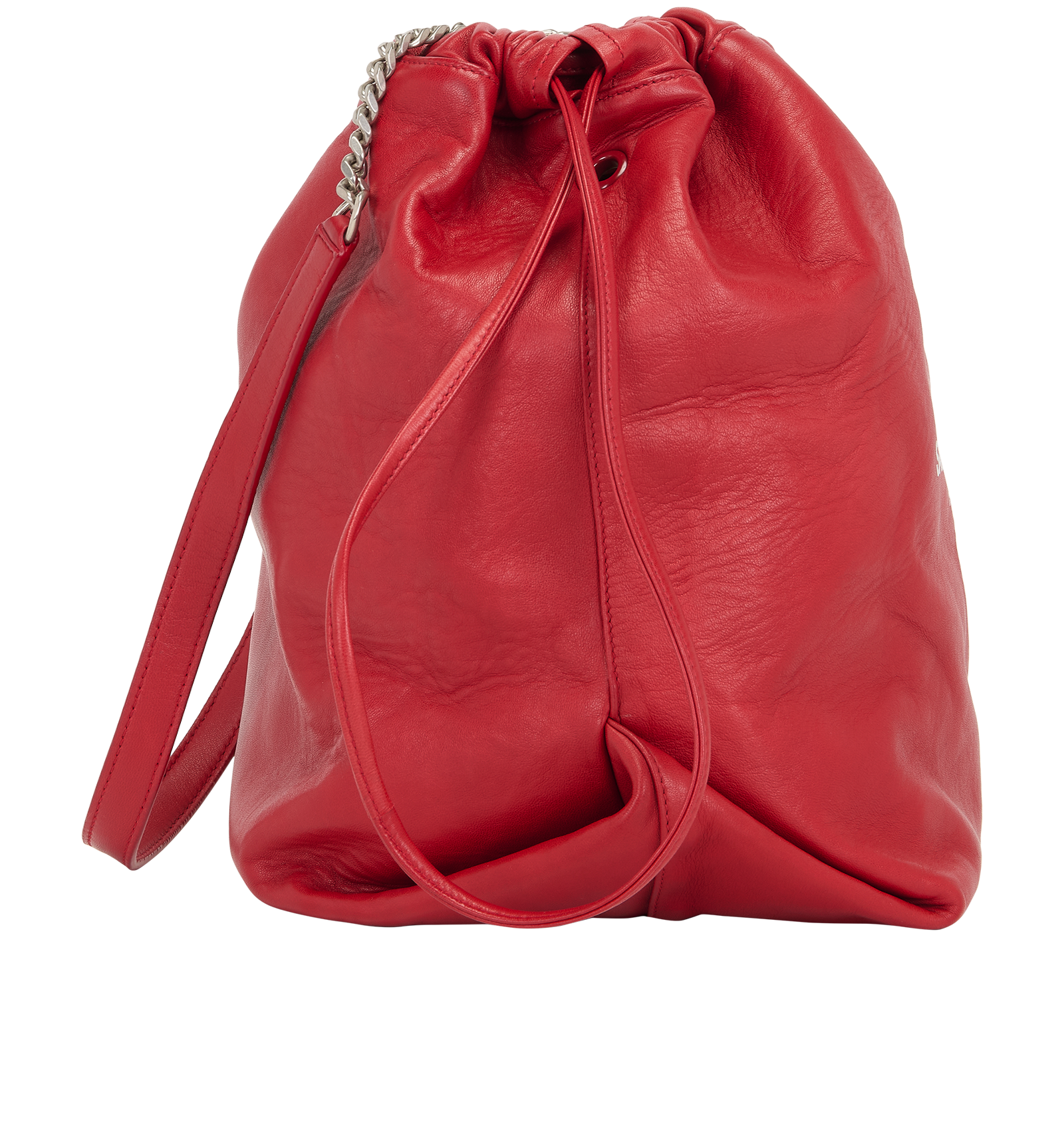 Teddy Bucket Satchel, &pound;450, Handbags, Red, Leather, Side view